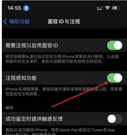 槐荫苹果14维修网点分享iPhone14注视感知功能有什么用 