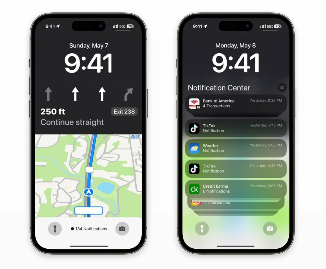 槐荫苹果维修服务分享iOS17锁屏地图导航半屏显示长什么样 